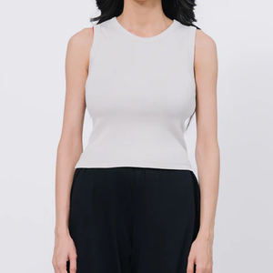 Top sin mangas con cuello redondo, informal, corto, con estampado, servicio OEM disponible, camisetas personalizables, top corto deportivo para mujer - Product Image 1