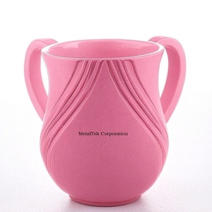 Tasse de lavage des mains en résine rituelle juive rose Netilat Yadayim Judaica Negel Vasser tasse Double poignée personnaliser couleur prix de gros - Product Image 1