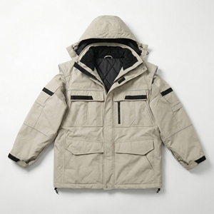 Parka Ártica con Capucha Beige |   Chaqueta de Campo Impermeable y Aislada con Múltiples Bolsillos con Solapa |   Fabricante OEM de Equipos de Supervivencia y Rescate - Product Image 1