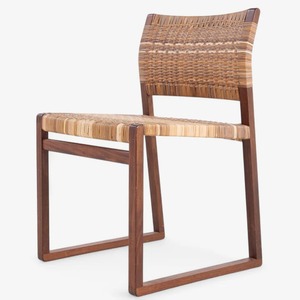 Modern Teak Dining Chair Featuring Curved <b>Backrest</b> and Rattan Seat – Durable Solid Wood Chair for Indoor & Commercial Use - Product Image 2