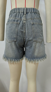 Shorts en jean décontractés pour l'été, taille haute, effet usé, fermeture boutonnée, style Bermuda pour femmes, coupe moderne - Product Image 6