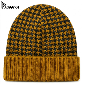 Bonnet moderne premium à motif géométrique, en tricot jacquard épais et chaud, avec revers, pour hommes et femmes - Product Image 2
