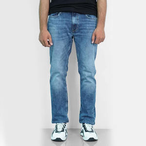 Pantalones Vaqueros de Mezclilla para Hombre, Corte Recto Clásico, Color Azul Lavado, Algodón, Vaqueros Casuales para Venta al Por Mayor - Product Image 5