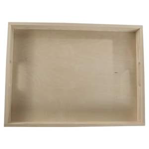 Decorative Wooden Serving Tray <b>Set</b> with Cutout Handles <b>Rustic</b> Round Edge Tray for Kitchen <b>Dining</b> Coffee <b>Table</b> Decor - Product Image 5