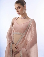 Sari élégant réversible en rayonne chiffon, infroissable et à séchage rapide, style Bollywood, pour fêtes et mariages d'automne K V INTERNATIONAL