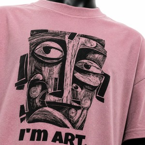 เสื้อยืดผู้ชายสีชมพูขนาดใหญ่พิเศษพร้อมลายพิมพ์ใบหน้าแบบนามธรรม I'm Art Street Style แขนสั้นคอกลมผ้าฝ้ายเจอร์ซีย์ - Product Image 6