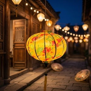 Vietnam Colorful Silk Lantern Bamboo Frame Material for Party Decoration Home Hanging <b>Ornament</b> Display Use - Product Image 1