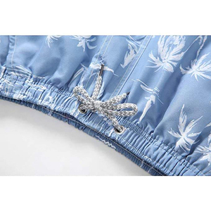 Shorts de Playa para Hombre, Estampado de Palmeras Azules, Secado Rápido, Cintura con Cordón, Estilo Casual, Largo Bermuda - Product Image 4