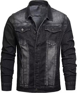 Chaqueta Vaquera Clásica Casual para Hombre, Estilo Vintage, Ropa Urbana Moderna, Parches Decorativos, Botones, Ecológica, Resistente al Viento, Cómoda - Product Image 1
