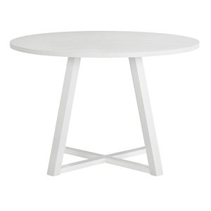 Edo Contemporary <b>Round</b> <b>Dining</b> <b>Table</b> with Trestle Base <b>White</b> Finish - Product Image 3