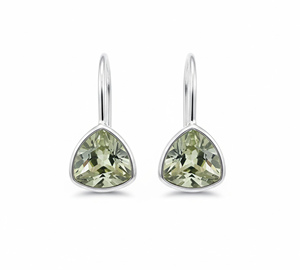 Boucles d'oreilles en argent 925 en forme de trilobes avec améthyste verte pour un usage quotidien au bureau - Product Image 1
