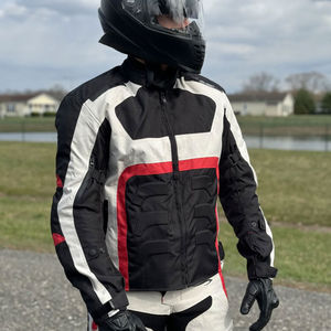 Chaqueta de Motociclista de Cuero Genuino para Hombre, Transpirable, Ecológica, Diseño con Bloques de Color, Cuello Alto, Cierre de Cremallera - Product Image 6