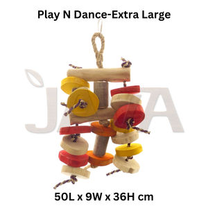 Jouets pour oiseaux en bois dur écologiques et durables Java Play N Dance XL, jouets à mâcher avec nettoyage des dents pour animaux de compagnie - Product Image 2