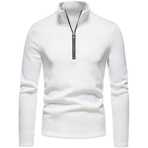 Sudadera con capucha y cremallera de un cuarto para hombre, corte regular, 300 gramos, algodón ligero, tejido de punto, con bolsillo, bordada, teñida lisa - Product Image 1