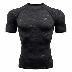 Men's Quick Dry Gym T-Shirt Compression Fitness Top Breathable Short Sleeve Athletic Running Sport Bodybuilding Training <b>Tee</b> - Product Image 1