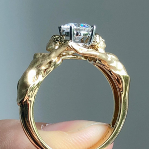 แหวนหมั้นเพทาย1.50กะรัตสีเหลืองทอง10K ประดับด้วยง่ามสำหรับงานปาร์ตี้ - Product Image 2