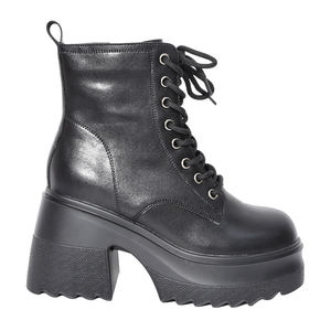Botines de Plataforma con Cremallera de Cuero Genuino para Mujer Ann'S, Tacón Grueso de 9 cm, Forro Acolchado en el Talón, Antideslizantes, Invierno, Venta al Por Mayor - Product Image 4