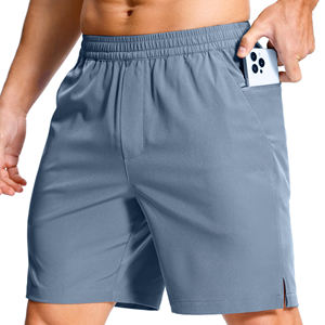 Short de course pour homme de haute qualité, coupe ajustée, design unique, taille élastique, motif uni, vêtements de sport, short de course uni teint - Product Image 1