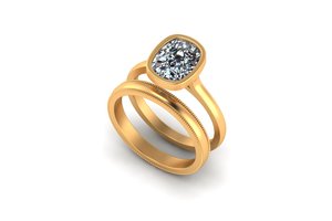 Premium gold silver ladies <b>ring</b> yellow white rose finish moissanite cvd colour stone <b>cz</b> vvs2 d cushion 3.88 cts vs1 elegance - Product Image 3