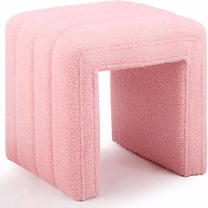Modern Teddy Velvet Ottoman Footrest Vanity Stool Shoe Bench for Living Room Entryway Office Decor Available in P - Product Image 1