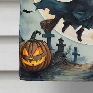 Bandera de Casa de bruja voladora espeluznante grande de Halloween, poste de manga de porche Multicolor, cartel decorativo para patio, ilustraciones, pared de poliéster - Product Image 4
