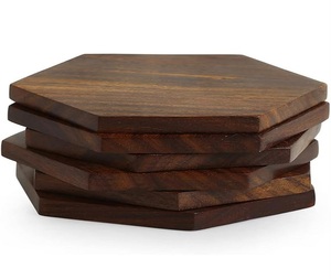 Classic Round Wooden Drink <b>Coasters</b> Eco-Friendly Non-Slip Durable <b>Table</b> Decor - Product Image 4