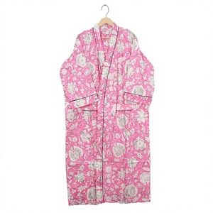 Kimono 100% coton pur, peignoir pour femmes, vêtements de nuit ouverts sur le devant, robe de plage avec ceinture à nouer - Product Image 1