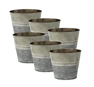 Juego de macetas galvanizadas de varios tamaños para plantaciones versátiles en jardines domésticos, balcones y cocinas, para diversas necesidades. - Product Image 2