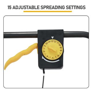 Spargitore per Trasmissione di Prodotti Agricoli da 70 libbre, con 15 Livelli di Regolazione, Spargitore a Spinta Manuale per Prato, 8 Pneumatici All-Terrain per Fertilizzanti - Product Image 3