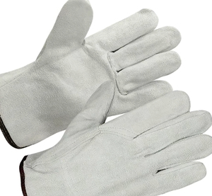 Gants de sécurité industriels pour hommes HY/OEM HY-W704, en cuir de vachette croûte, blancs, taille L, 10 pouces, flexibles et texturés, pour camionnage, jardinage et construction - Product Image 2