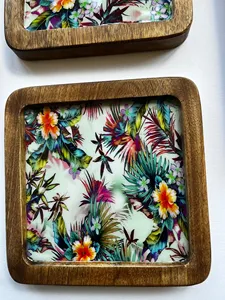 <b>Rustic</b> <b>Wooden</b> Decorative Tray with Vintage Print Pattern Stylish <b>Wooden</b> Printed Tray for Contemporary Interiors at cheap price - Product Image 5