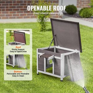 Casa para Gatos Resistente a la Intemperie con Techo Abierto, Refugio para Gatos Salvajes, para Múltiples Gatos, Mueble de Madera para Mascotas con Ventana Tipo Jaula para Conejos - Product Image 4