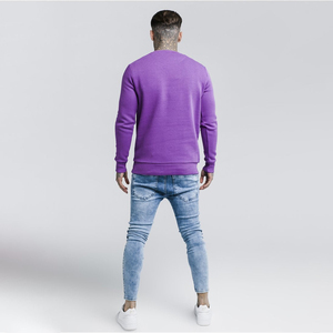 Suéter de Punto para Hombre, Cuello Redondo, Color Morado, Corte Regular, Estilo Casual para Otoño, Manga Larga, Color Sólido - Product Image 4