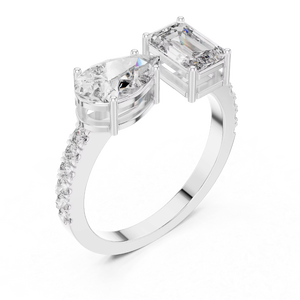Pacho 2.1ct <b>Emerald</b> Cut Moissanite Pave Setting Rhodium Plated 925 Sterling <b>Silver</b> GRA Certified Handmade Luxury Engagement <b>Ring</b> - Product Image 2