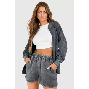 Women Plus Size Pink Hooded <b>Tracksuit</b> Set Solid Color Full Sleeve Shorts Casual Spring Wear With Side Pockets Drawstring Closure - Product Image 4