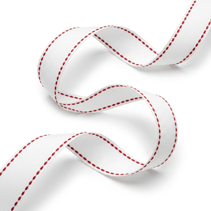 Ruban Gros-Grain Tissé en Polyester Blanc et Rouge de 25 mm pour Emballage Cadeau, Nœuds pour Cheveux, Couture et Vêtements - Vente en Gros - Product Image 2
