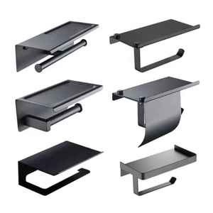 Minimalist Steel Anti-Odor Waterproof Disposable 3-Tier Matte <b>Black</b> Durable Floor Towel Rack Bathroom Stand - Product Image 4