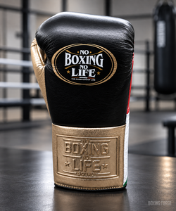 Guantes de Boxeo de Cuero 'No Boxing No Life' con Cordones y Correa para la Muñeca, Transpirables, con Logotipo Personalizado, Equipo de Entrenamiento para Adultos, Color Dorado Personalizado - Product Image 4