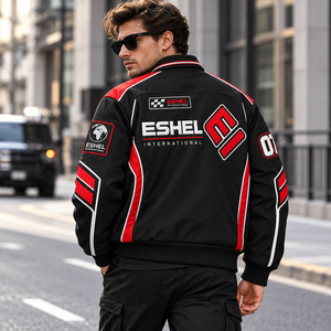 Chaqueta Varsity de Invierno para Hombre, Roja y Blanca, con Piel de Caballo, Botones de Cuerno, Parche de Chenilla Bordado, Venta al Por Mayor, OEM, Precio Económico 2026 - Product Image 2