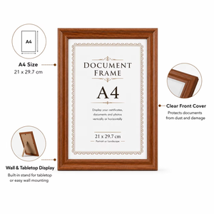 REHMAN CRAFT RC-WF-020 Solid Wood Handmade Eco-Friendly Document <b>Frame</b> A4 21x29.7cm Vertical Horizontal <b>Certificate</b> Display - Product Image 5