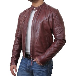Men's High Quality <b>Slim</b>-<b>Fit</b> Racing <b>Jacket</b> Premium Sheep Skin Leather with Quilted Sleeves and Zipper <b>jacket</b> for men - Product Image 5