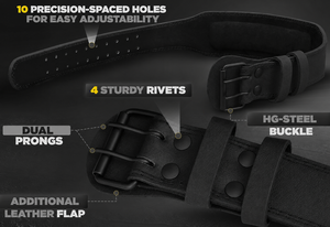 Leather <b>Weight</b> Lifting Belt 4 Inch 6 Inch Padded Back Support Double Prong Buckle For Squat Deadlift Gym Training For Men <b>Women</b> - Product Image 4