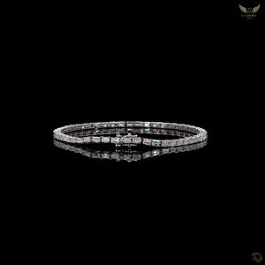9K White <b>Gold</b> Lab Grown Diamond Luxury Emerald Cut Rhodium Plated Trendy Tennis Eternity <b>Bracelet</b> Women Custom Fine Jewelry - Product Image 3
