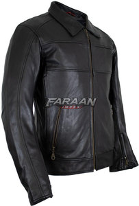 Veste en cuir véritable noire classique pour homme, col rabattu, fermeture éclair intégrale, veste de motard décontractée, veste de moto, fabrication sur mesure OEM, vente en gros - Product Image 5