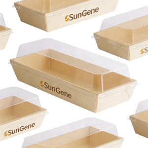 Barquette alimentaire jetable biodégradable, écologique, en PET et bois, pour gâteaux et sushis - Product Image 2