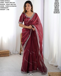 Elegante y Encantador Saree Tradicional de Seda JMC Sin Arrugas para Invierno, Ideal para Diwali, Bodas y Fiestas - Product Image 4