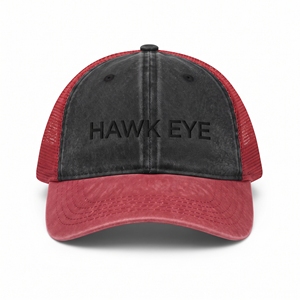 หมวกแก๊ปทรงทรัคเกอร์ Hawk Eye สีแดงดำ 6 แผง ตาข่ายด้านหน้า ปักลาย ปรับขนาดได้ ใส่ได้ทั้งชายหญิง สไตล์ลำลอง - Product Image 3