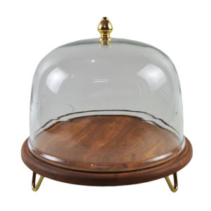 Support à gâteau rond en bois et verre, idéal pour les mariages, les anniversaires et les fêtes, vaisselle et assiettes de présentation - Product Image 4