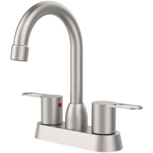 Rubinetto per lavabo da bagno RV a 3 fori con 2 maniglie, finitura nichel spazzolato, per ricambi e accessori RV - Product Image 1