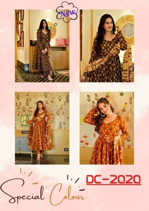 Kurta en viscose, soie et satin, imprimé numérique, avec détails en tissu, style PERT, en coton et soie, taille unique, entièrement cousu, pour soirée - Product Image 4